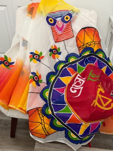 Hand Painted Pohela Boishakh Theme Saree