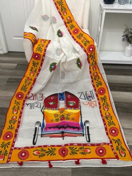 Rickshaw Painted Saree