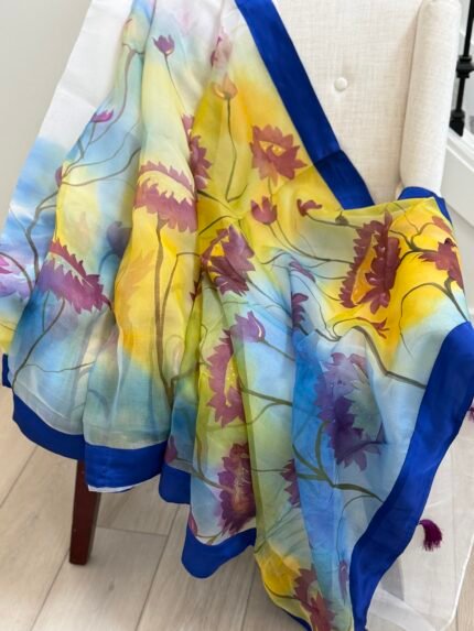 Handpainted Muslin Saree