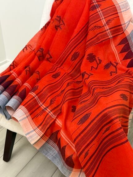 Orange Monipuri Saree