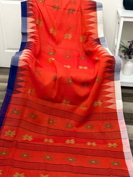 Bright Orange Monipuri Saree