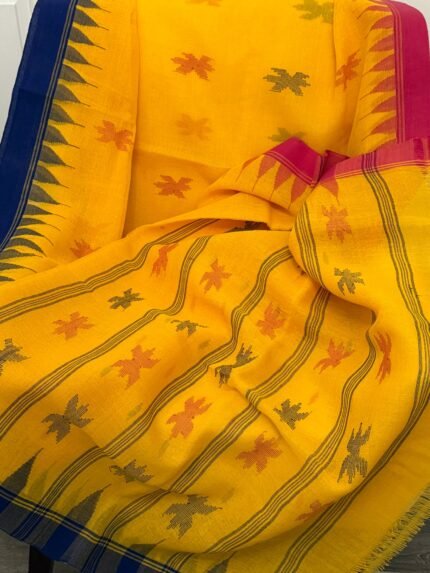 Bright Yellow Monipuri Saree
