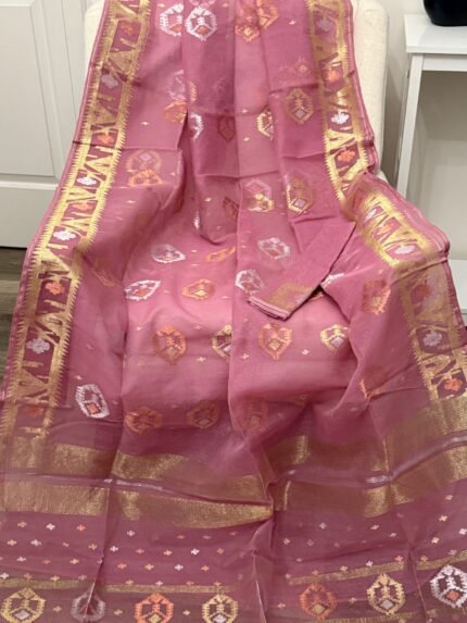 Onion Pink Halfsilk Handloom Jamdani
