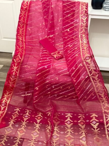 Hot Pink Handloom Jamdani
