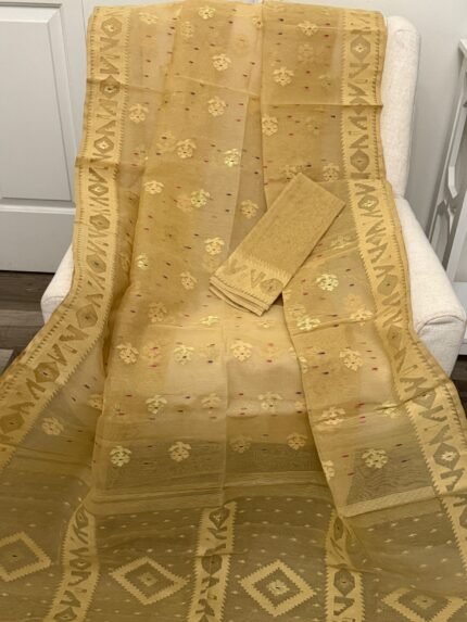 Golden Halfsilk Handloom Jamdani