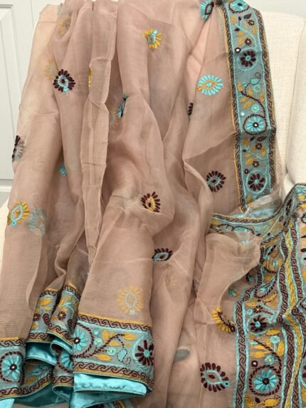 Handstitched Muslin Saree