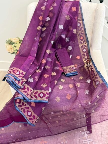 Purple Handloom Jamdani